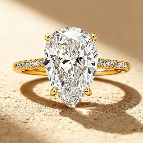1 pc Luxury Fashion 4CT Four Claw Pear Shape Ring with Diamonds Sterling Silver Suitable for Women Engagement Wear Promise Wedding Ring Fine Jewellery Gift in Saudi Arabia
