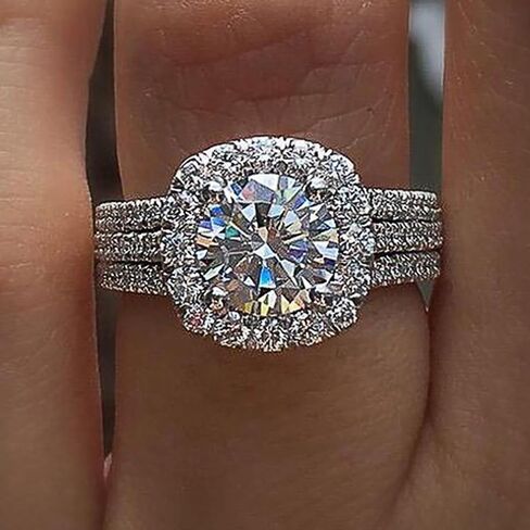 Luxury Wedding Band Rings for Women Gorgeous Eternity Promise Finger Jewelry Accessories in Saudi Arabia