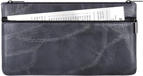 حقيبة أموال من Hautoco مع Zipper 11 × 6.1 بوصة حقيبة إيداع منقوشة مع حقيبة بنك Pu الجلدية المبطنة اثنين in Saudi Arabia