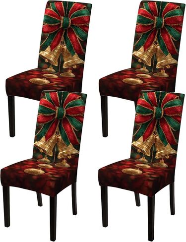 Nuxovilar Plaid Reindeer Christmas Chair Covers Stretch 23.6x70 Inches - Dining Chair Slipcovers Set of 6, Festive Xmas Decor for Home Kitchen Holiday Gatherings in Saudi Arabia