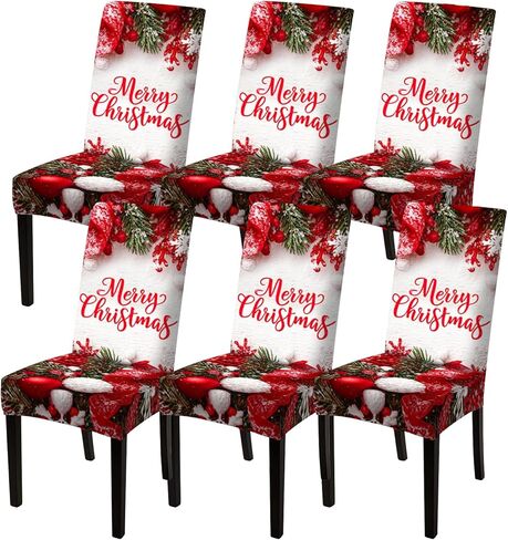 Nuxovilar Plaid Reindeer Christmas Chair Covers Stretch 23.6x70 Inches - Dining Chair Slipcovers Set of 6, Festive Xmas Decor for Home Kitchen Holiday Gatherings in Saudi Arabia