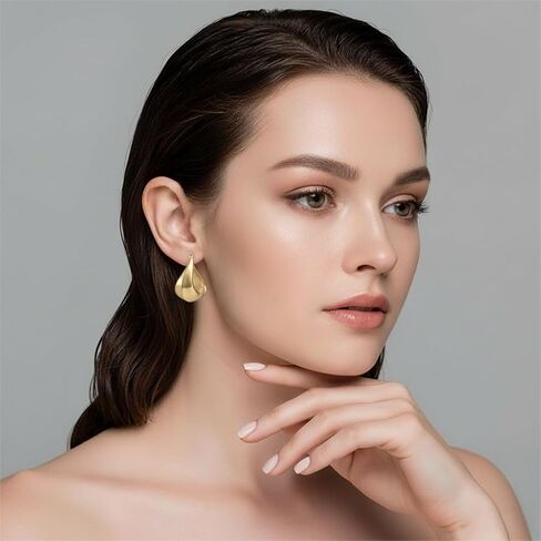 Gold Plated Hoop Earrings for Women 14K Gold Plated Earrings for Women 14 Karat Hoops Earring Hypoallergenic Twisted Irregular-Shaped Design Hoops Earring for Womens 25mm in Kuwait