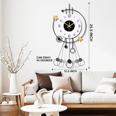 SIN&MI Large Wall Clocks for Living Room,Silent Non-Ticking Quartz Battery Operated,Modern Decorative Wall Clock for Kitchen Bathroom Bedroom Home Wall Decor,12.5 * 25.5 Inch in Saudi Arabia