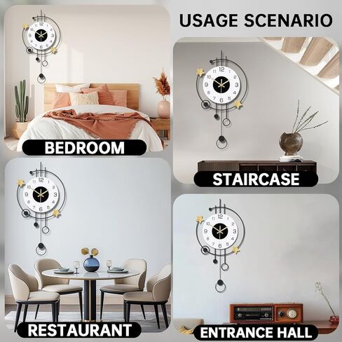SIN&MI Large Wall Clocks for Living Room,Silent Non-Ticking Quartz Battery Operated,Modern Decorative Wall Clock for Kitchen Bathroom Bedroom Home Wall Decor,12.5 * 25.5 Inch in Saudi Arabia