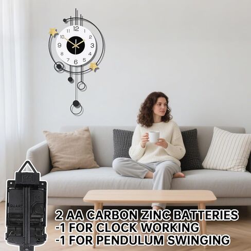 SIN&MI Large Wall Clocks for Living Room,Silent Non-Ticking Quartz Battery Operated,Modern Decorative Wall Clock for Kitchen Bathroom Bedroom Home Wall Decor,12.5 * 25.5 Inch in Saudi Arabia