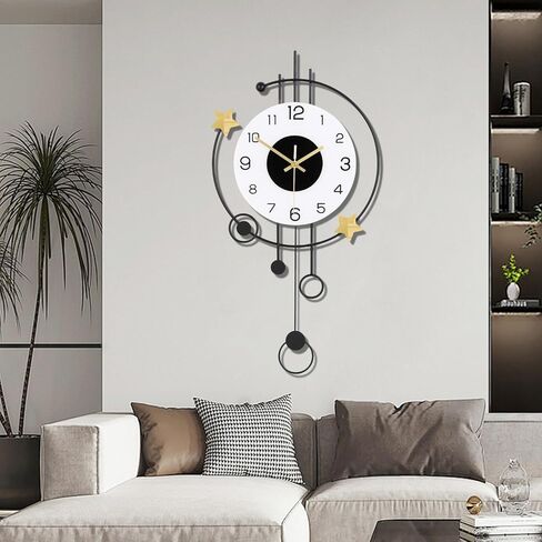 SIN&MI Large Wall Clocks for Living Room,Silent Non-Ticking Quartz Battery Operated,Modern Decorative Wall Clock for Kitchen Bathroom Bedroom Home Wall Decor,12.5 * 25.5 Inch in Saudi Arabia