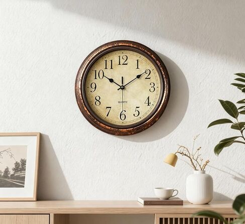 12in Wall Clock Battery Operated, Retro Silent Clocks for Living Room Kitchen Office School Classroom Home Decor (Bronze) in Saudi Arabia