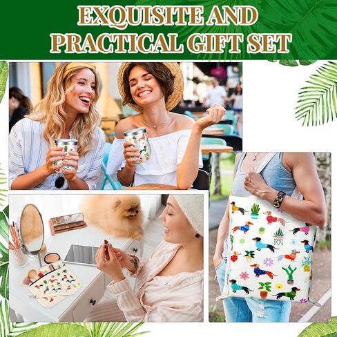 3 Pcs Christmas Dachshund Gifts for Women 12 oz Dachshunds Coffee Mug, Weiner Dog Tote Bag and Reusable Aesthetic Makeup Bag Gift for Dog Lover Party Favor Birthday Thanksgiving in Saudi Arabia
