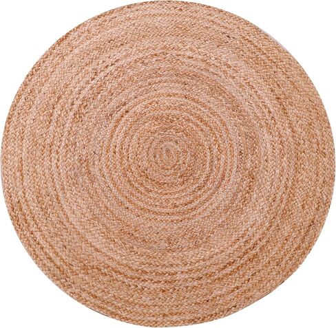 Tepo Round Jute Rug 3 ft, Braided Area Rug for Kitchen, Living Room and Bedroom, 100% Natural Rustic Hand Woven in Saudi Arabia