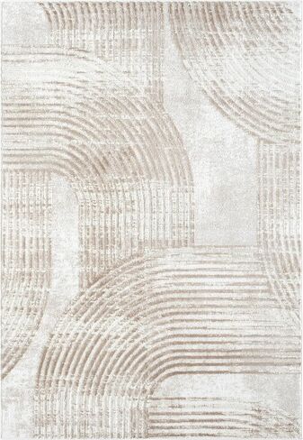 Abani Cream Area Rug for Living Room, Bedroom -Mid-Century Modern- 6' x 9' -Durable & Easy to Clean in Saudi Arabia