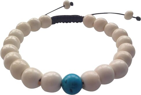 Hands Of Tibet Tibetan Mala Yak Bone Wrist Mala Bracelet for Meditation (Turquoise) in Saudi Arabia
