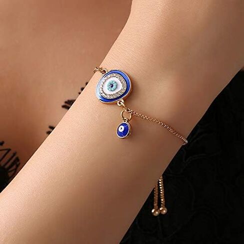 Gold Overlay Navy Blue Mini Evil Eye Clasp Bracelet for Women Stylish Boho Jewelry in Saudi Arabia
