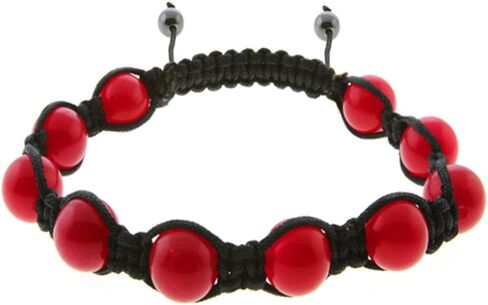 Gem Stone King 12mm Red Color Agate on Black String Adjustable Bracelet For Women in Saudi Arabia