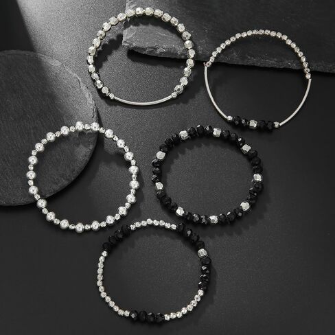 Gold Bracelet Stack for Women Beaded Bracelets Stackable Bracelets for Women Stylish Bracelet Stack Jewelry Gifts for Women in Saudi Arabia