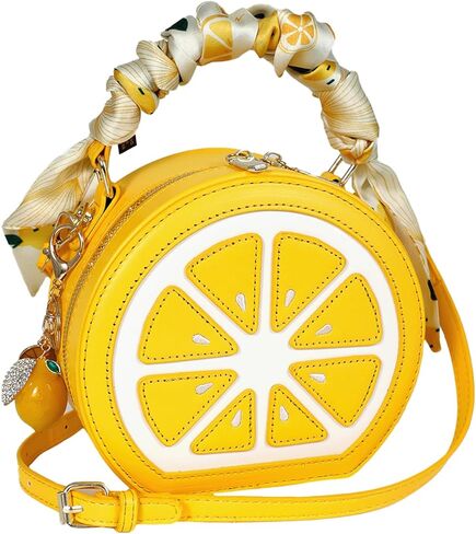 Lemon Purse for Women Cute Fruit Shaped PU Purse Crossbody Novelty Shoulder Bag Trendy Mini Stylish Top Handle Bags in Saudi Arabia