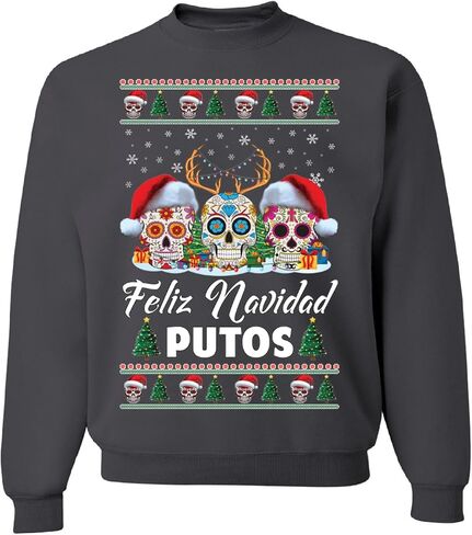 الملابس البرية المخصصة فيليز نافيداد بوتوس متعدد الألوان القبيحة مضحك عيد الميلاد سترة Crewneck البلوز in Saudi Arabia