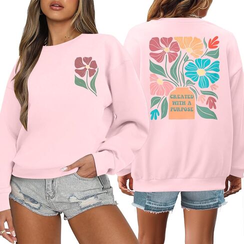 MOUSYA بلوزات مسيحية للنساء الكتاب المقدس الآية قميص يسوع الأزهار البلوز الإيمان الديني Crewneck كم طويل بلايز in Saudi Arabia