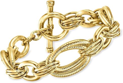Ross-Simons Italian 14kt Yellow Gold-Plated Oval-Link Toggle Bracelet in Saudi Arabia