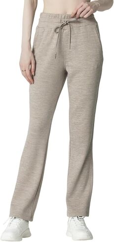 Women's Micro Flared Fleeced Sweatpants - Elastic Waist Drawstring, Warm Fleece for Winter Daily Wear in Saudi Arabia