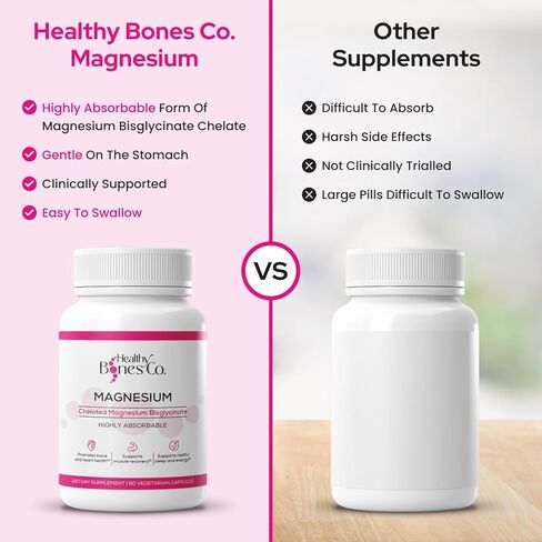 كبسولات بيسجليسينات المغنيسيوم المخلبة 300 ملجم - تركيبة عالية الامتصاص، تعافي العضلات والنوم، مكمل لدعم العظام والقلب - بيسجليسيناتو دي مغنيسيو - كبسولات نباتية، كمية تكفي لمدة شهر واحد in Kuwait