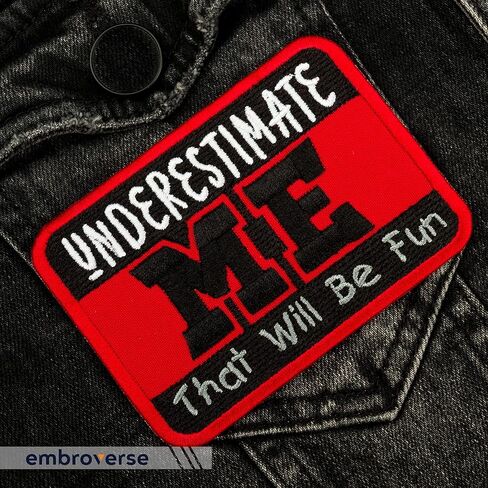 رقعة EMBROVERSE Underestimate Me - اقتباسات مضحكة مطرزة - يمكن كيها على الرقع - الحجم: 3.9 × 3 بوصات in Saudi Arabia