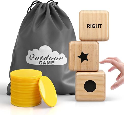 مجموعة ألعاب النرد المركزية اليسرى واليمنى 55 قطعة، تتضمن 6 نردات خشبية مقاس 1 بوصة و48 قطعة من الرقائق، مع حقيبة برباط، سهلة التخزين والحمل، مريحة للسفر in Kuwait