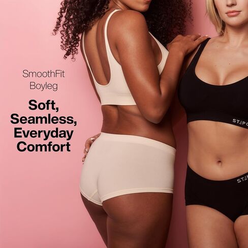 STEP ONE SmoothFit Boyleg Ladies Briefs 3 Pairs. Ultra-Soft Viscose from Bamboo, Moisture Wicking Boy Shorts, Hypoallergenic in Saudi Arabia