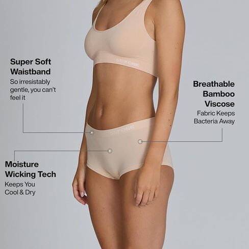 STEP ONE SmoothFit Boyleg Ladies Briefs 3 Pairs. Ultra-Soft Viscose from Bamboo, Moisture Wicking Boy Shorts, Hypoallergenic in Saudi Arabia