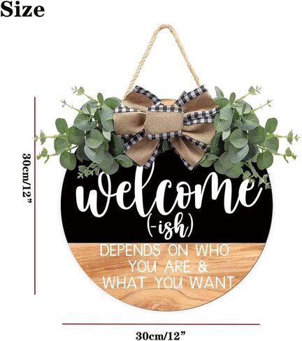Welcome Sign Front for Door Decoration, 12 in Round Wood Wreaths Wall Hanging Outdoor, Farmhouse, Porch, for Spring Summer Fall All Seasons Holiday Christmas in Saudi Arabia