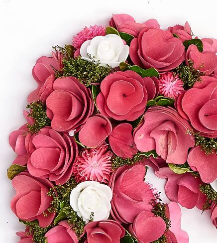 إكليل من الزهور المجففة على شكل قلب من Worth Imports مقاس 15 بوصة من خشب عيد الحب، وردي (3344) in Saudi Arabia