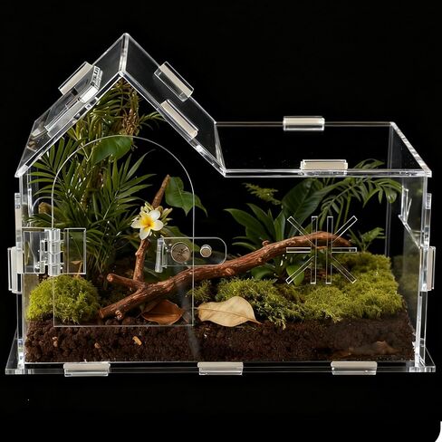 Jumping Spider Enclosure,House Shape Acrylic Reptile Enclosure,8.6 x 4.6 x 5.9 Inches for Ferns,Succulent,Insect Terrarium,Praying Mantis Habitat,Frog Enclosure,Amphibians Enclosure in Saudi Arabia
