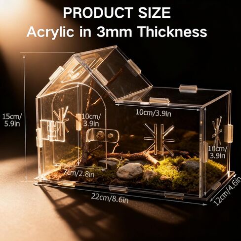 Jumping Spider Enclosure,House Shape Acrylic Reptile Enclosure,8.6 x 4.6 x 5.9 Inches for Ferns,Succulent,Insect Terrarium,Praying Mantis Habitat,Frog Enclosure,Amphibians Enclosure in Saudi Arabia