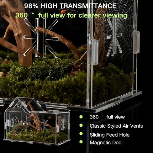 Jumping Spider Enclosure,House Shape Acrylic Reptile Enclosure,8.6 x 4.6 x 5.9 Inches for Ferns,Succulent,Insect Terrarium,Praying Mantis Habitat,Frog Enclosure,Amphibians Enclosure in Saudi Arabia