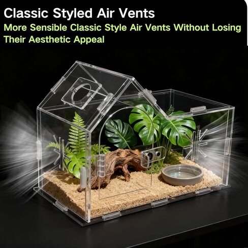 Jumping Spider Enclosure,House Shape Acrylic Reptile Enclosure,8.6 x 4.6 x 5.9 Inches for Ferns,Succulent,Insect Terrarium,Praying Mantis Habitat,Frog Enclosure,Amphibians Enclosure in Saudi Arabia
