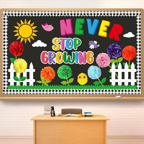 Spring Flowers Bulletin Board Set March Bulletin Board with 3D Paper Floral Cutouts Classroom Decorations for Birthday School Wall Decor Party Favor(Welcome Back to School) in Saudi Arabia