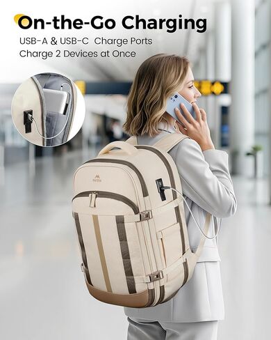 MATEIN Personal Item Backpack 18x14x8 with Luggage Tag, Waterproof Travel Backpack for Women with Rain Cover Fit 17.3 Inch Laptops, TSA Under Seat Carry On Bag for Spirit Frontier Airlines, 2 Pcs Set in Saudi Arabia