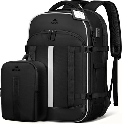 MATEIN Personal Item Backpack 18x14x8 with Luggage Tag, Waterproof Travel Backpack for Women with Rain Cover Fit 17.3 Inch Laptops, TSA Under Seat Carry On Bag for Spirit Frontier Airlines, 2 Pcs Set in Saudi Arabia