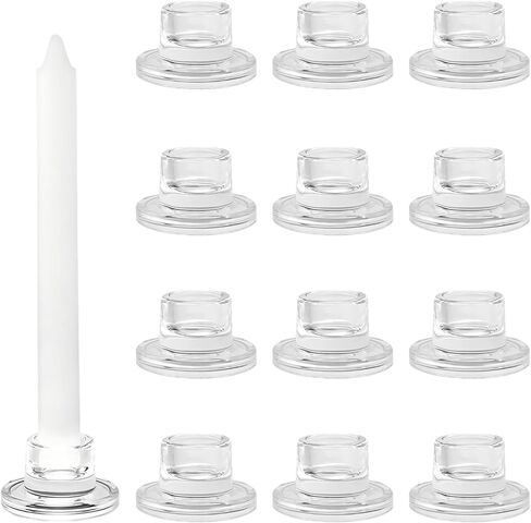 ZQXJWF Clear Glass Taper Candle Holders Set, Round Base Design, Elegant Dining Table Decor, for Table Centerpiece Wedding Party Advent Christmas Home Decorations (6, Clear) in Saudi Arabia