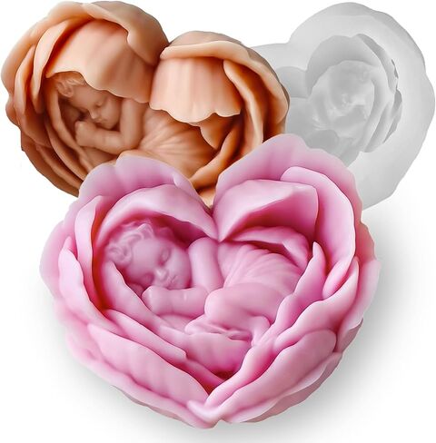 3D Flower Silicone Candle Soap Molds, Angle Baby Sunflower Shape Fondant Chocolate Cake Decoration Mold, Epoxy Resin Casting Wax Concrete Polymer Clay Mold for Craft Baby Shower Wedding Decor in Saudi Arabia