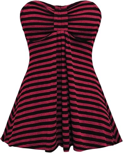 SOLY HUX Women's Y2k Striped Bandeau Tube Top Vintage Party Strapless Flowy Vest Shirts in Saudi Arabia
