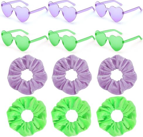 Yunlly 12 Pcs Witch Party Decorations, Pink and Green Scrunchies Glasses for Pink Green Witch Themed Party Favors Accessories Bulk in Saudi Arabia