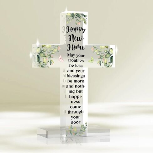 YYDS Bless This Home، ديكور المنزل المسيحي، هدايا تدفئة المنزل، ديكور منزل جديد، علامة صليب أكريليك دينية لطاولة غرفة النوم وغرفة المعيشة in Saudi Arabia