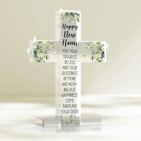 YYDS Bless This Home، ديكور المنزل المسيحي، هدايا تدفئة المنزل، ديكور منزل جديد، علامة صليب أكريليك دينية لطاولة غرفة النوم وغرفة المعيشة in Saudi Arabia