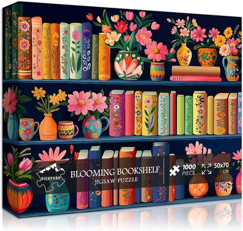 Stained Glass Wildflower Book Puzzles for Adults 1000 Pieces, Vintage Wildflower Pages Jigsaw Puzzle, Retro Floral Stained Glass Themed, Difficult Hard Impossible Challenge for Adults in Kuwait