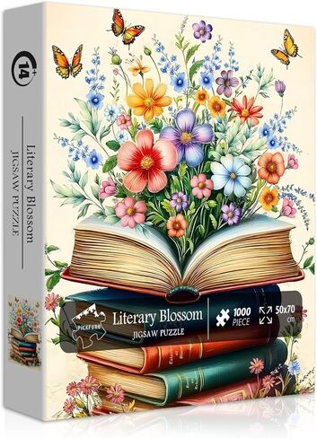 Stained Glass Wildflower Book Puzzles for Adults 1000 Pieces, Vintage Wildflower Pages Jigsaw Puzzle, Retro Floral Stained Glass Themed, Difficult Hard Impossible Challenge for Adults in Kuwait