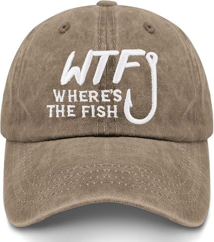 قبعات البيسبول WTF Where's The Fish المضحكة المصنوعة من القطن المغسول، قبعة الأب منخفضة الارتفاع قابلة للتعديل in Kuwait