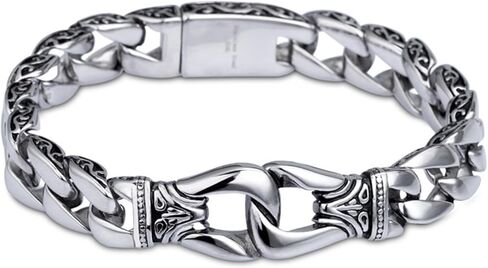 Stainless Steel Bead Linked Strand Bracelet for Men, Gothic Punk Rock Biker Skull Jewelry,Bracelet Jewelry for Men in Kuwait