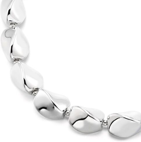 Chunky Silver Bead Necklace Sculptural Twisted Metal Choker Statement Jewelry Bold Modern Design in Saudi Arabia