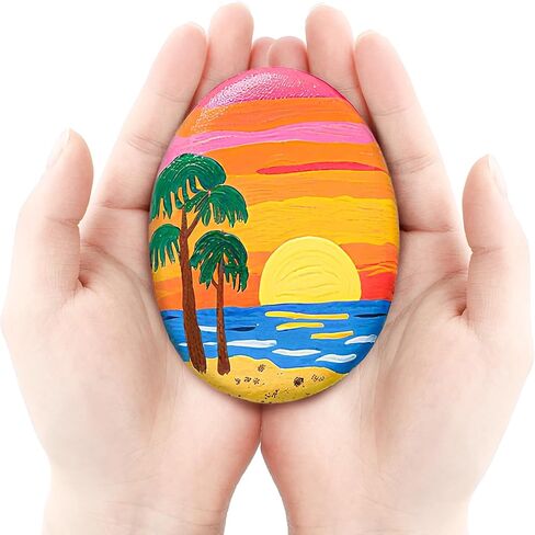 Simetufy 35 Pcs Large Painting Rocks, River Rocks for Painting, 2"-3" Flat Rocks for DIY Arts, Hand Selected Smooth Stones for DIY Crafts in Saudi Arabia