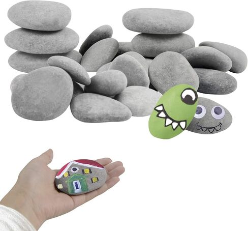 Simetufy 35 Pcs Large Painting Rocks, River Rocks for Painting, 2"-3" Flat Rocks for DIY Arts, Hand Selected Smooth Stones for DIY Crafts in Saudi Arabia